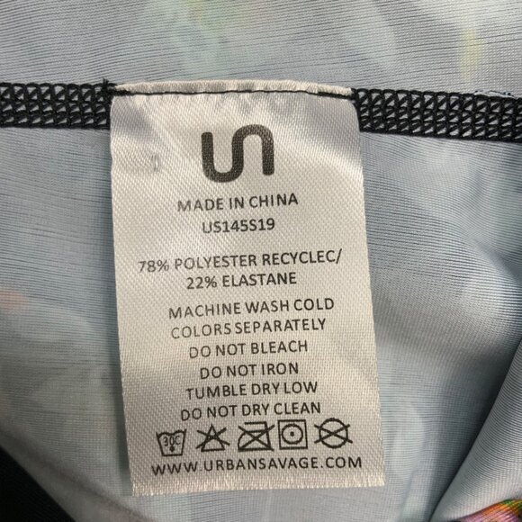 Urban Savage Floral Print Bike Shorts S Black Striped Logo Athleisure Athletic - Picture 5 of 12